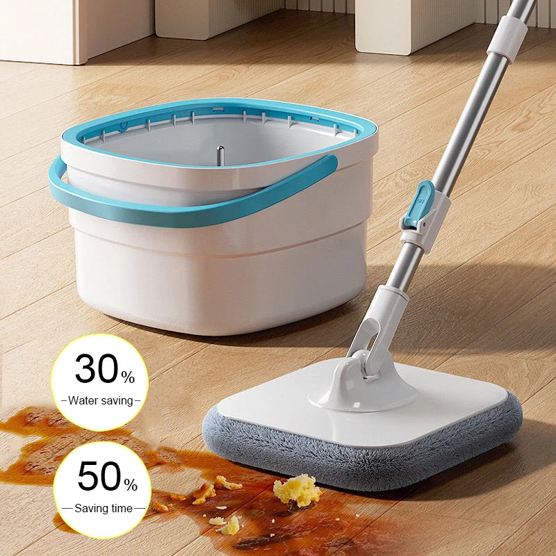 Mop Giratório Quadrado 360° com Balde Lava e Seca - Limpeza Rápida
