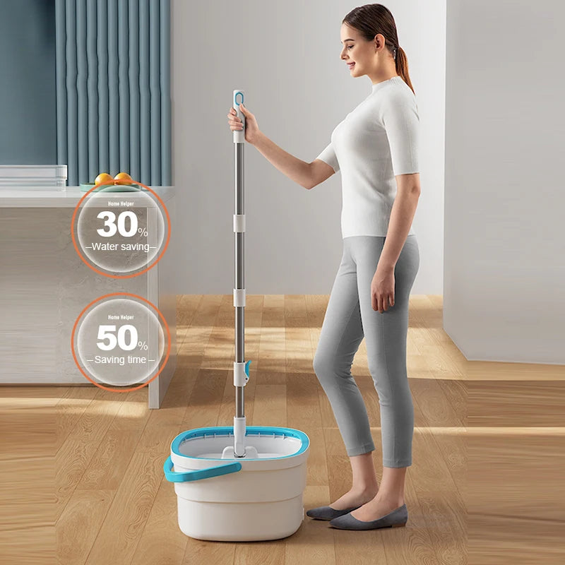 Mop Giratório Quadrado 360° com Balde Lava e Seca - Limpeza Rápida